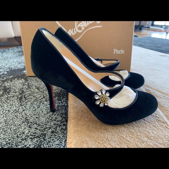 Louboutin Mary Jane Velvet Booton 85 Vellutto 37 7 - Picture 9 of 9